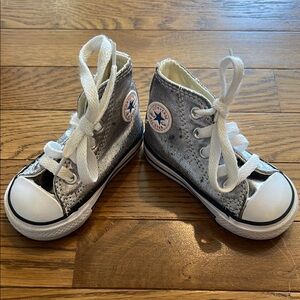 Converse Kids High-Top Sneakers - Silver and White